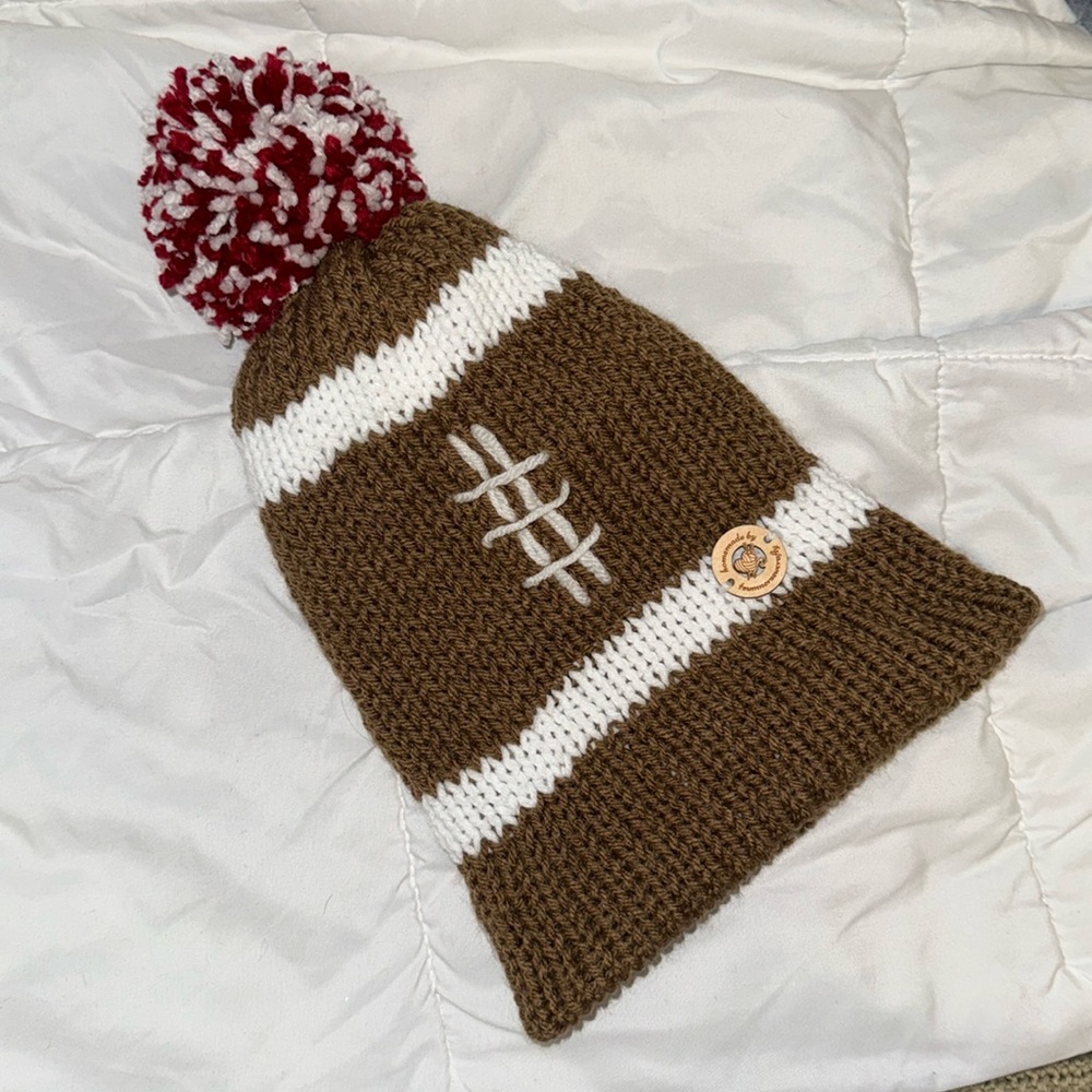 Handmade football beanie